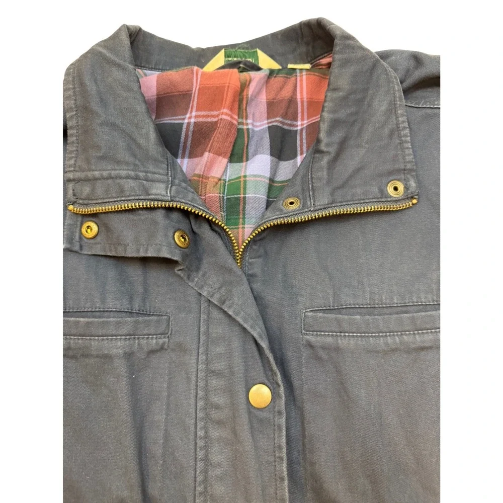 VTG LL Bean Navy Blue Plaid Lined Utility Field Jacket XL  Womens Chore Coat - Picture 8 of 8